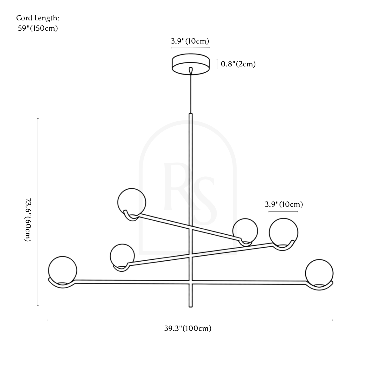 Baer Pendant Light line drawing 3