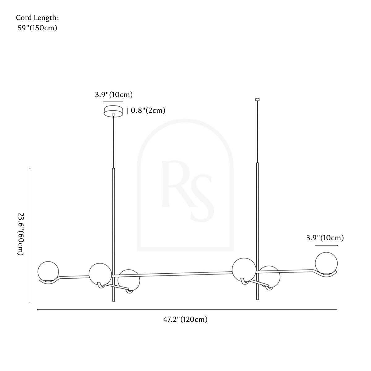 Baer Pendant Light line drawing 4