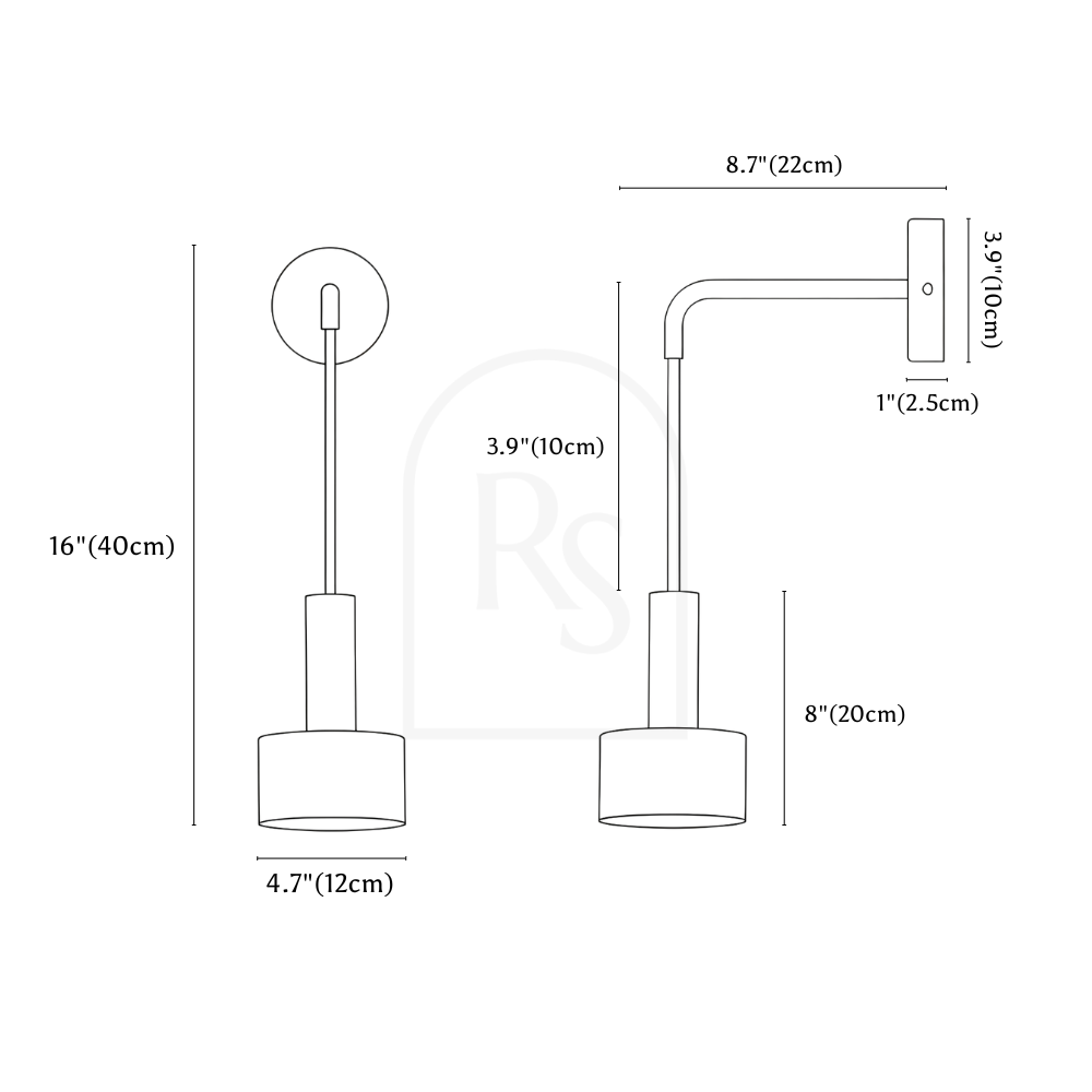 Balif Wireless Wall Lamp line drawing 1