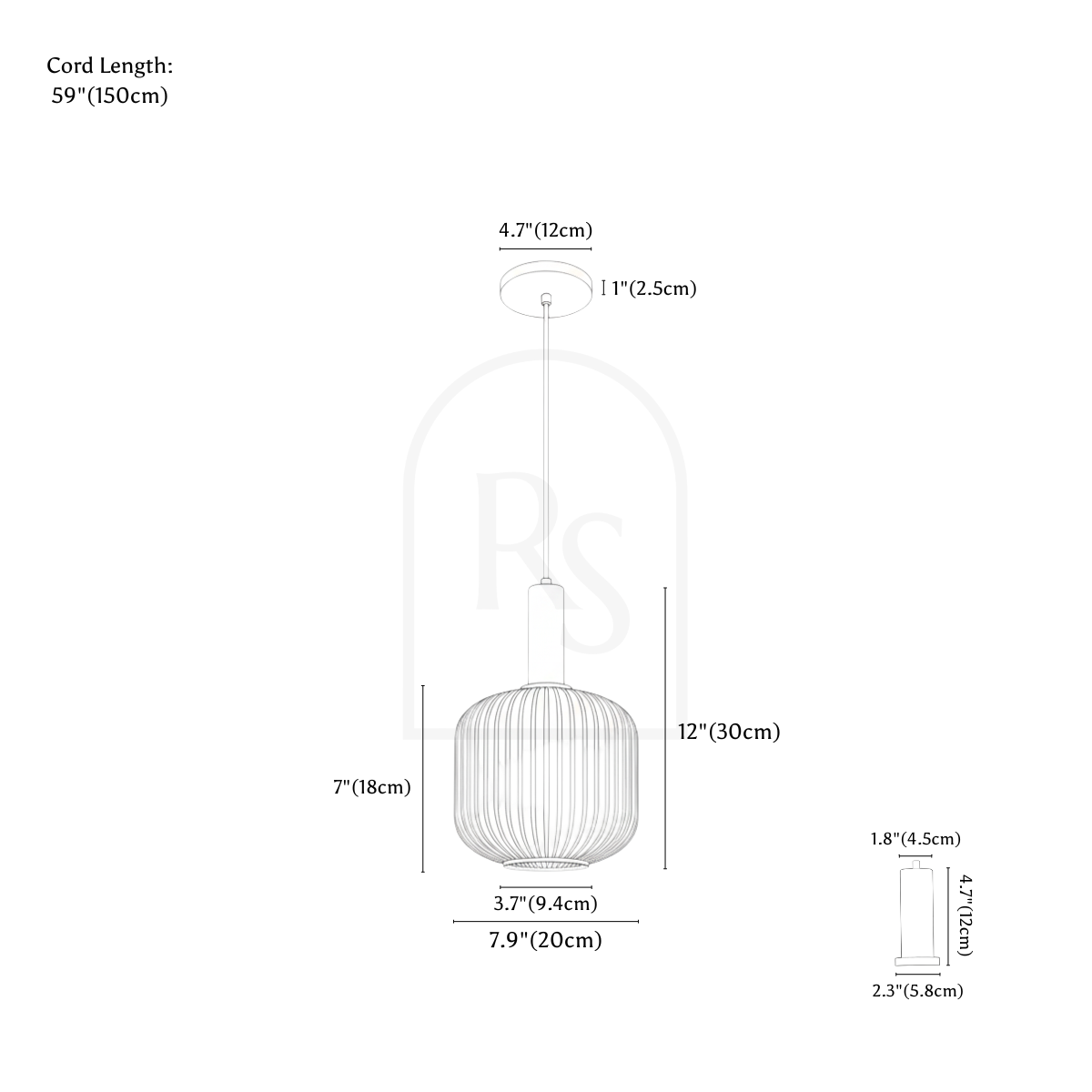 Vetreria Pendant Light line drawing 2