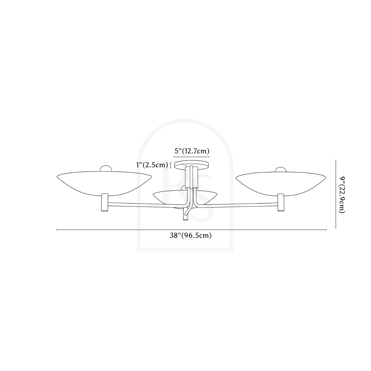 Basin Ceiling Light line drawing 1