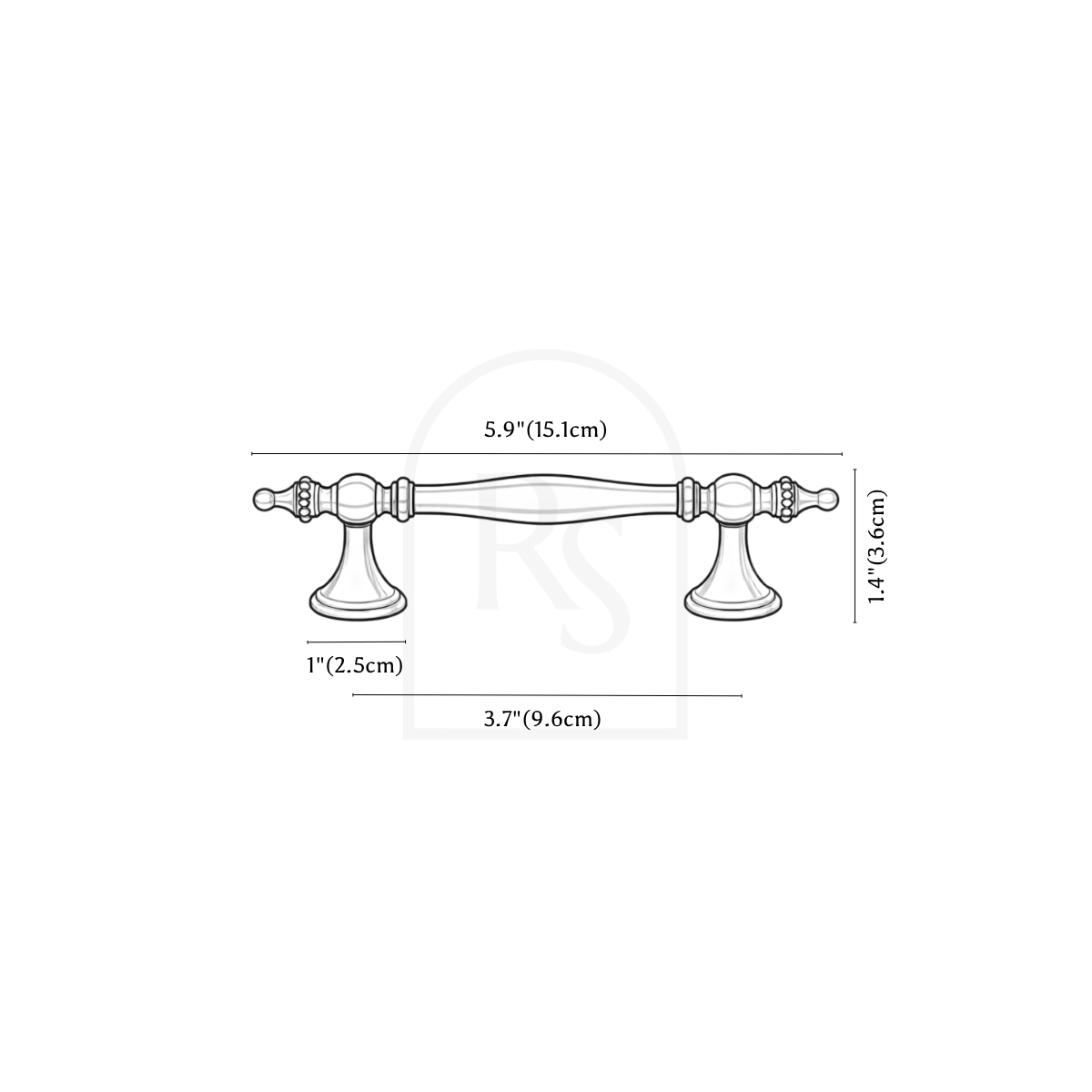 Belfi Knob & Pull Bar line drawing 2