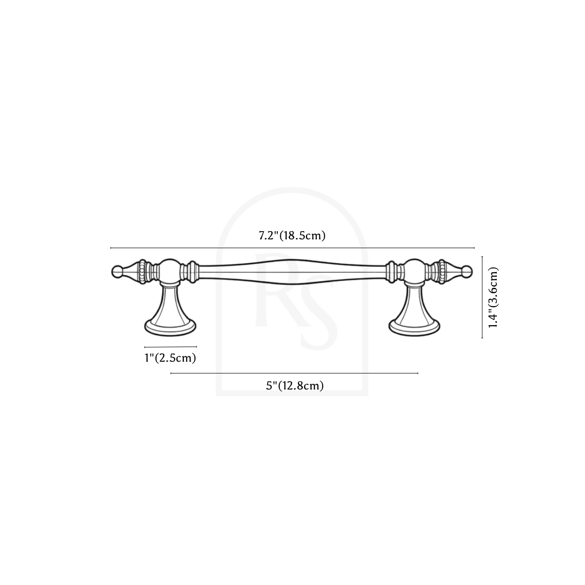Belfi Knob & Pull Bar line drawing 3