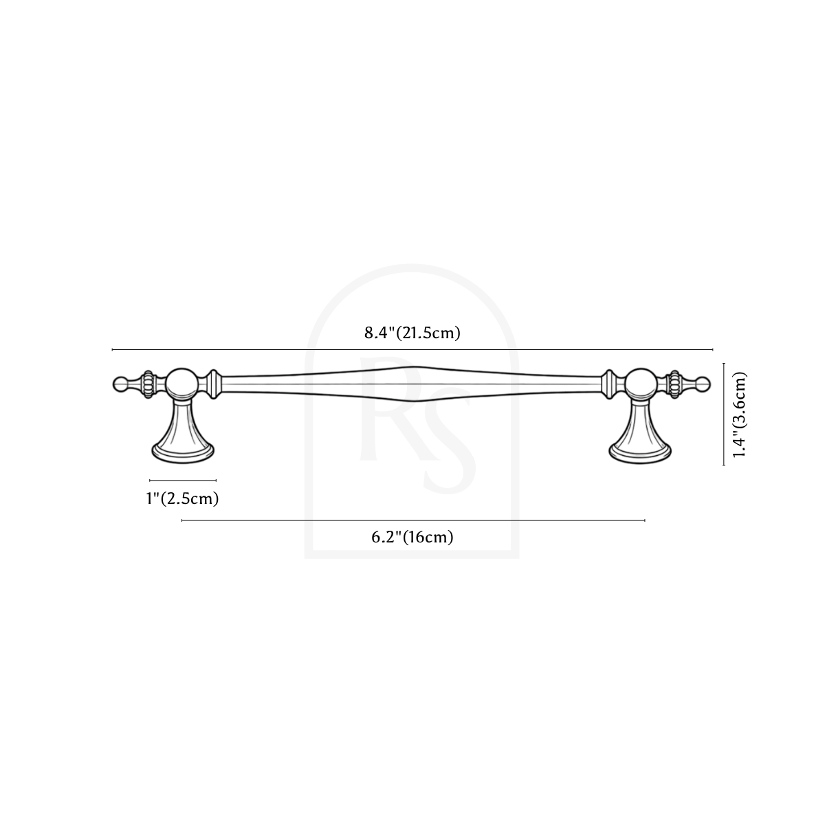 Belfi Knob & Pull Bar line drawing 4