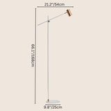 "Steel floor lamp dimensions with height, base, and arm measurements for reference"