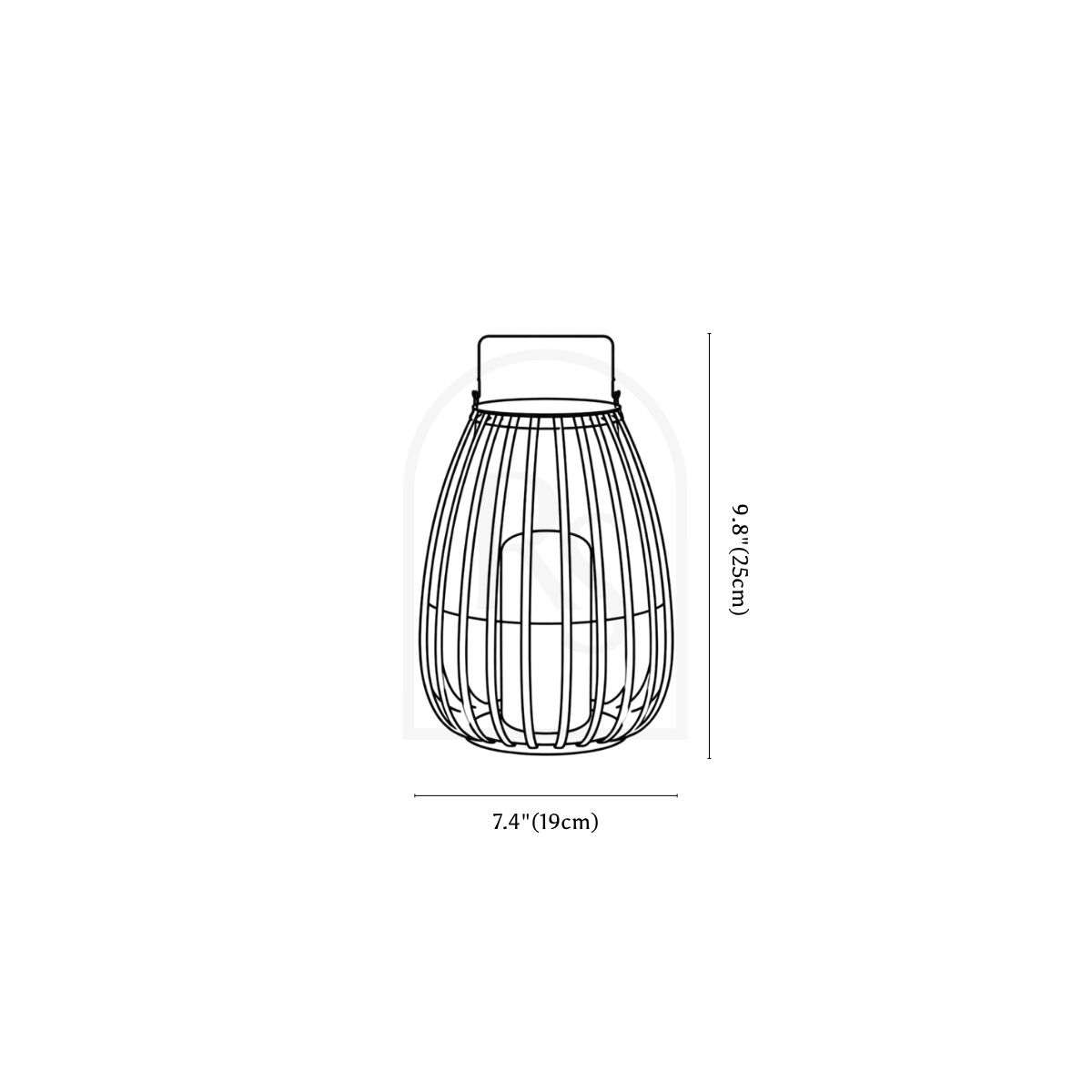 Benjiro Outdoor Garden Lamp line drawing 1