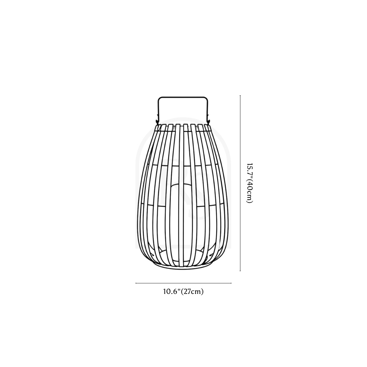 Benjiro Outdoor Garden Lamp line drawing 2