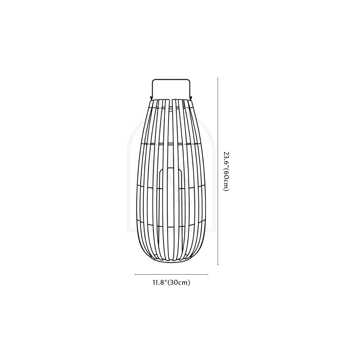 Benjiro Outdoor Garden Lamp line drawing 3