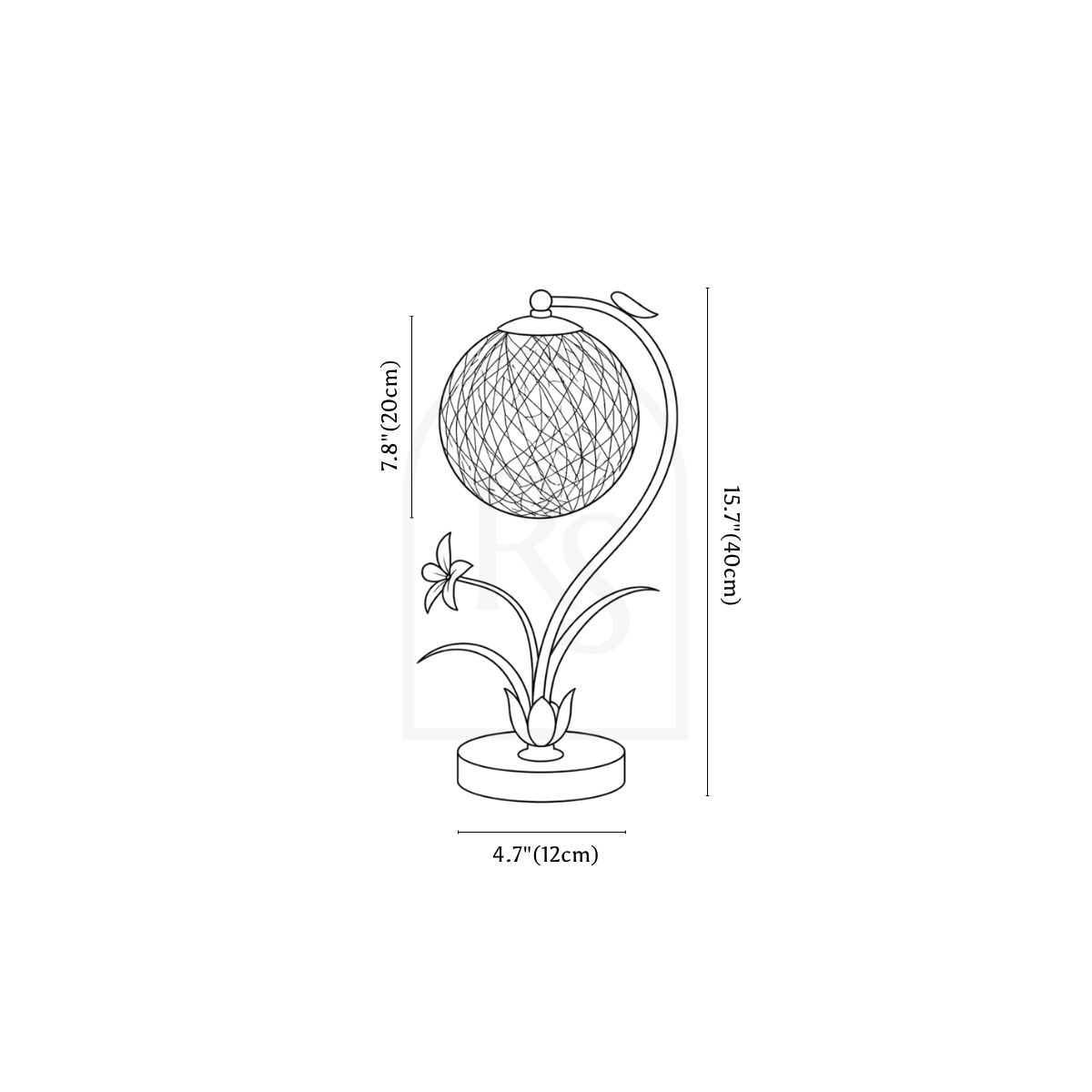 Bloom Table Lamp line drawing 1