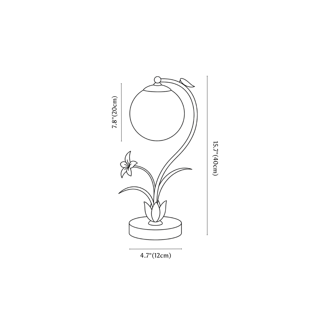 Bloom Table Lamp line drawing 2