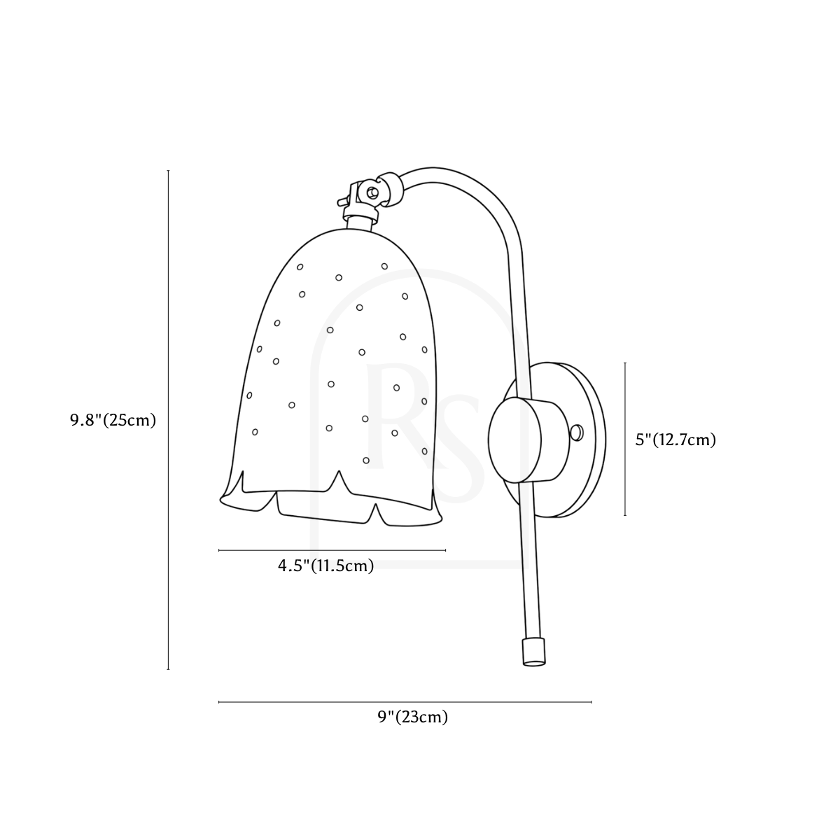Brenor Wall Lamp line drawing 1