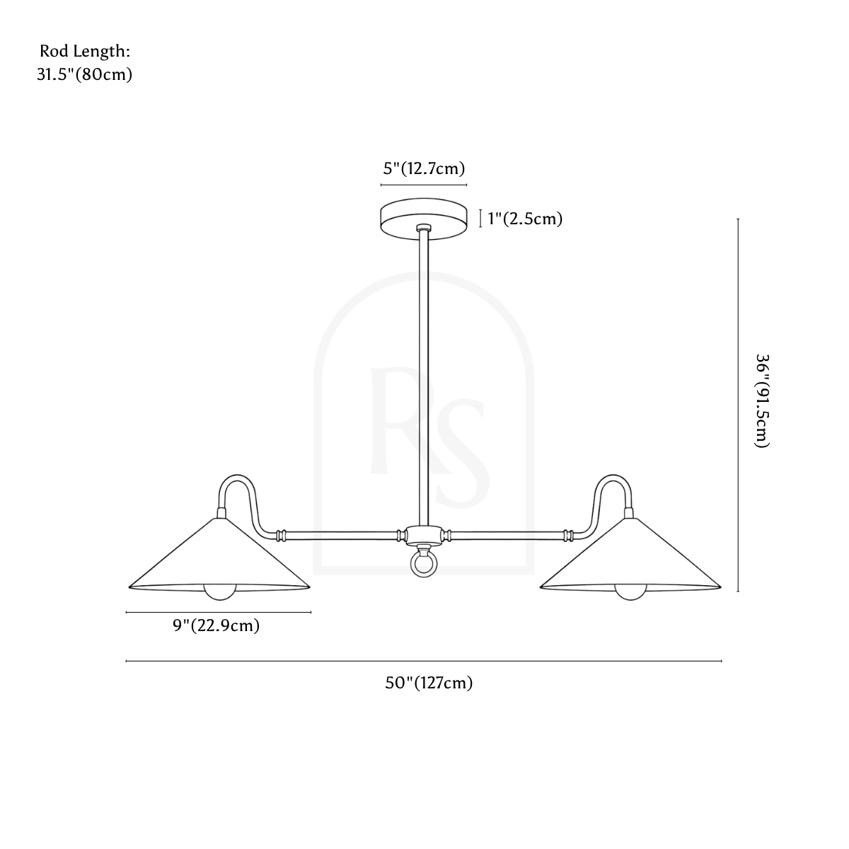 Brevik Pendant Light line drawing 1
