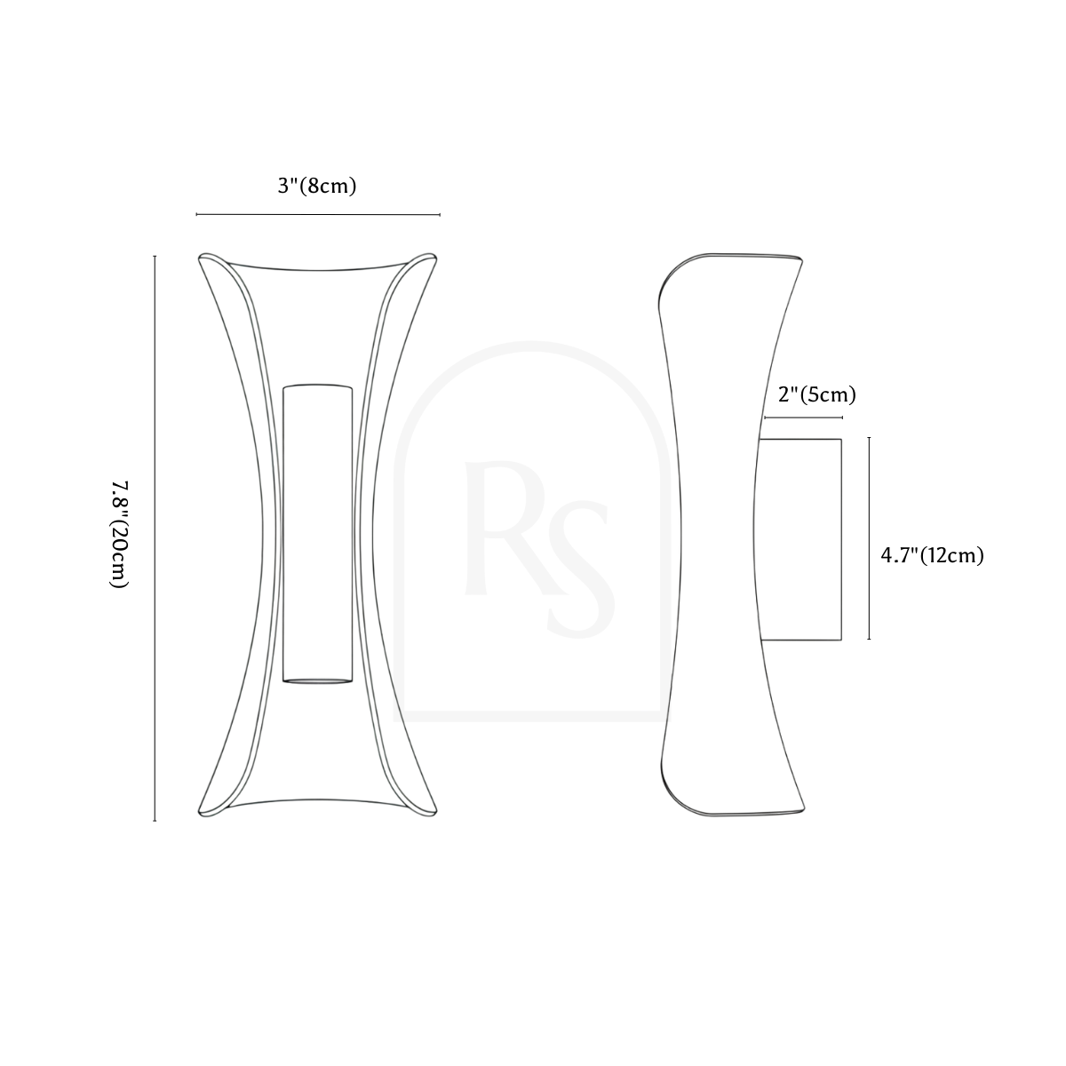 Briar Outdoor Wall Lamp line drawing 1
