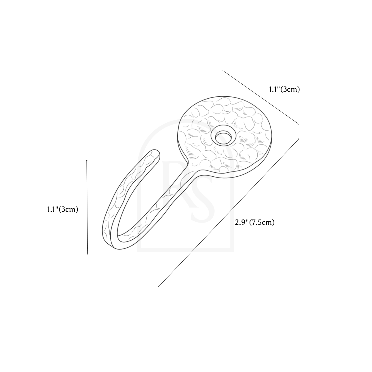 Brio Wall Hook line drawing 1