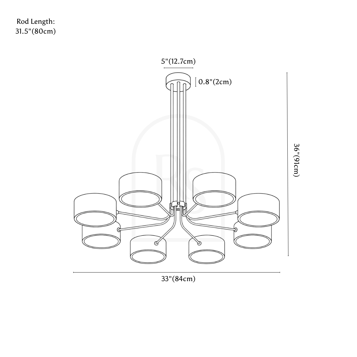 Brion Chandelier line drawing 1