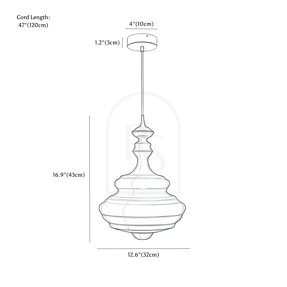 Fadl Pendant Light line drawing 3