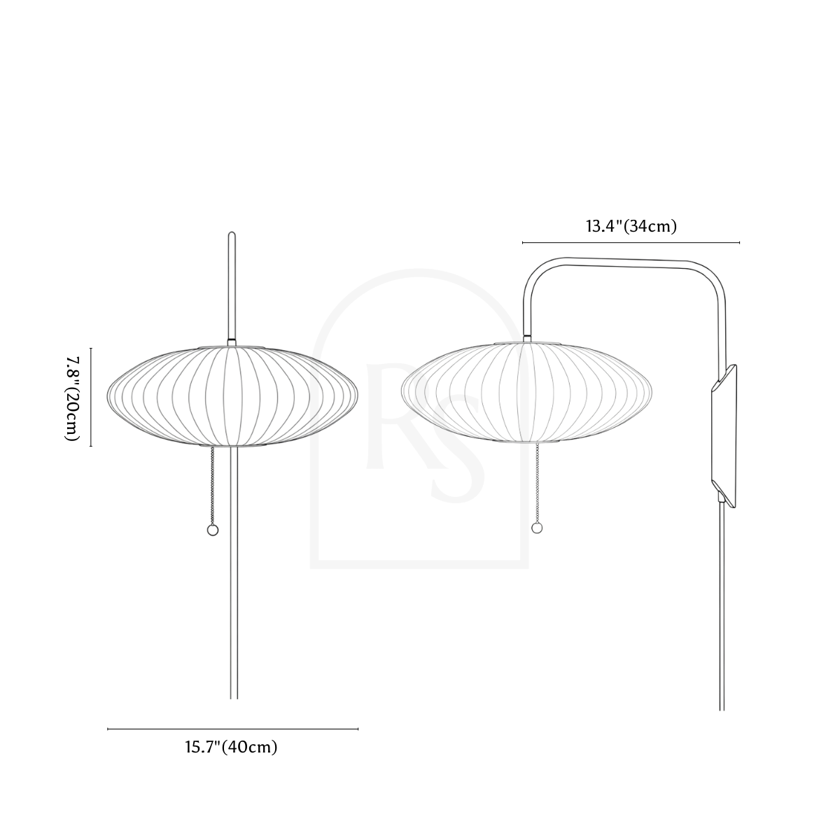 Telan Wall Lamp line drawing 3