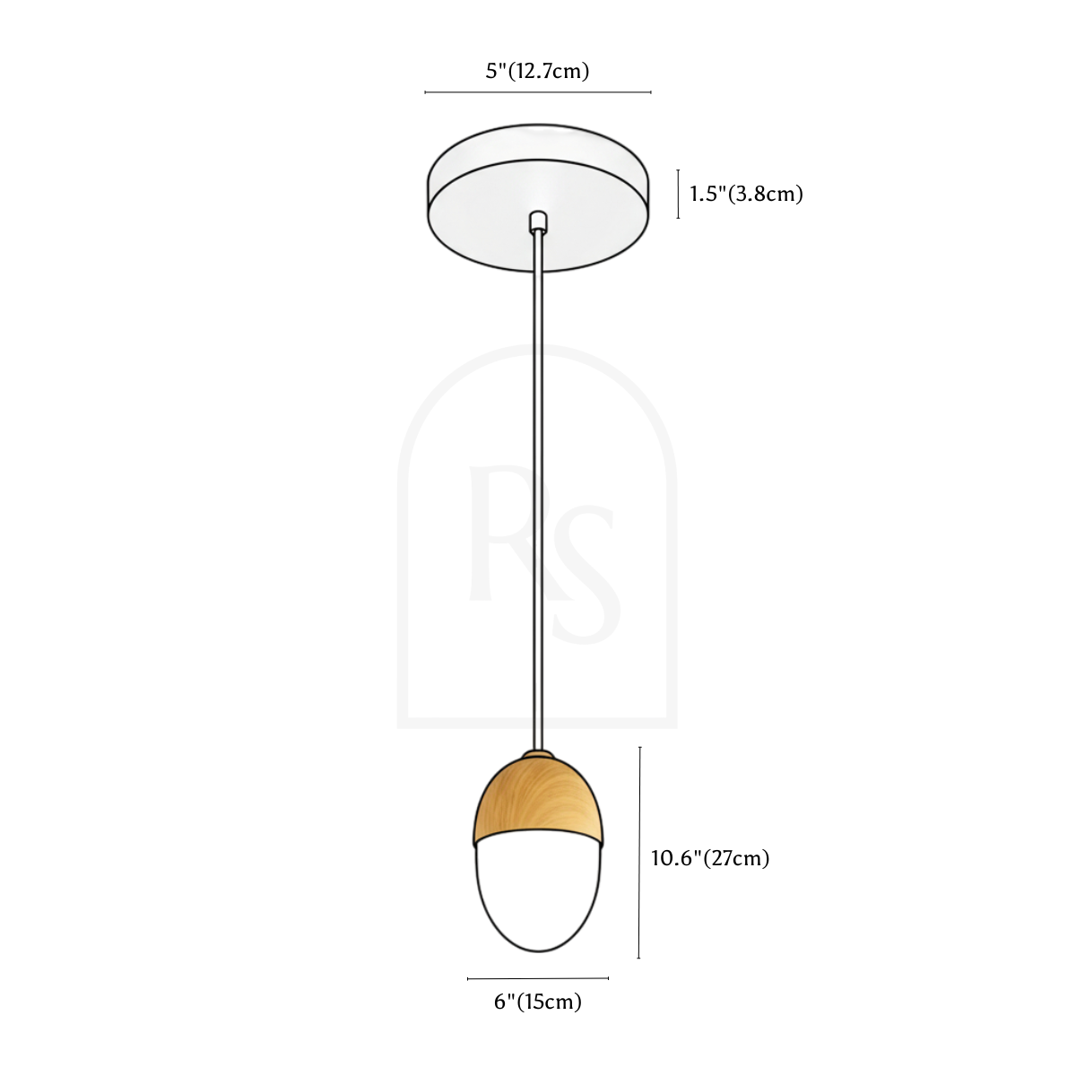 Lámpara colgante Castañea line drawing 3