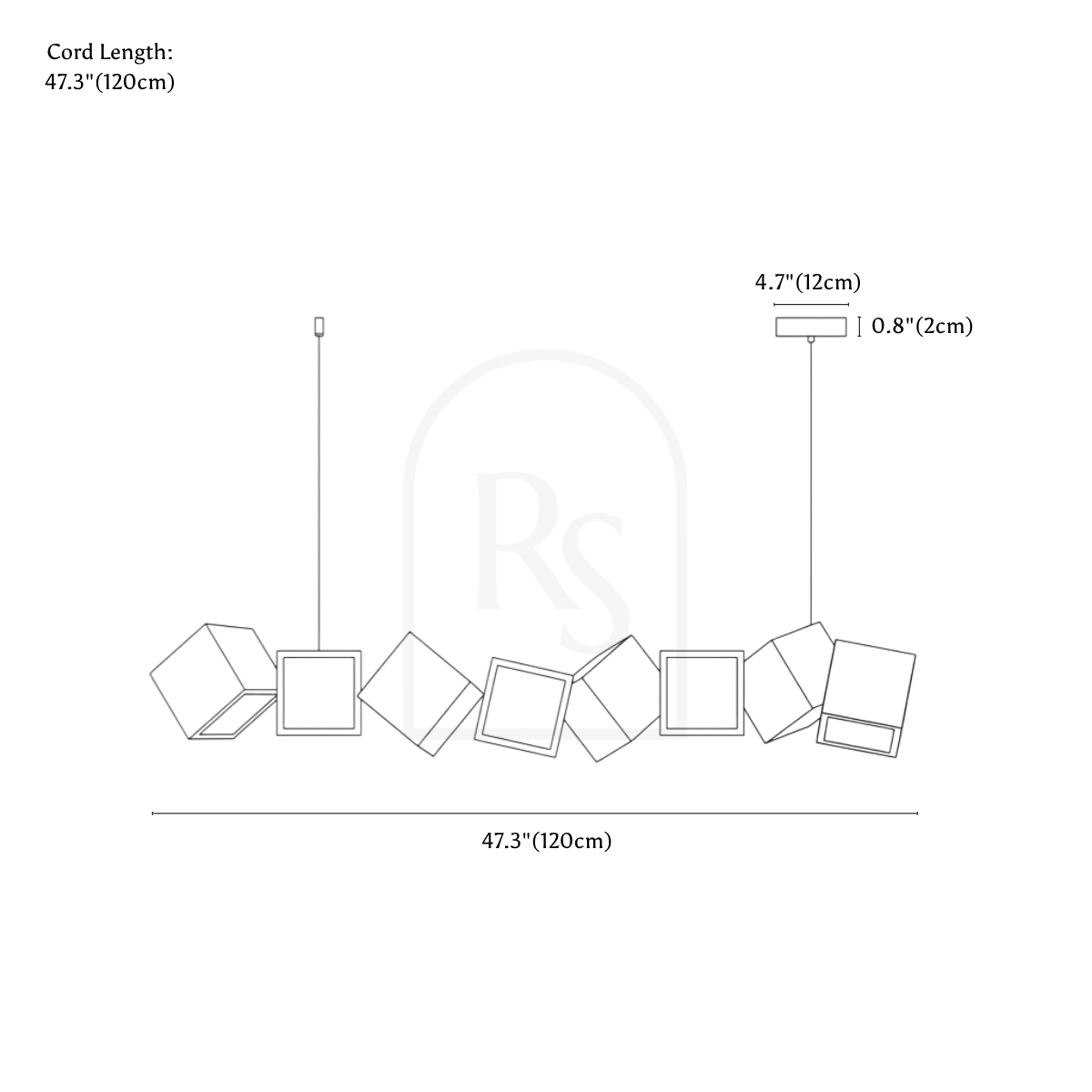 Cahya Pendant Light line drawing 1