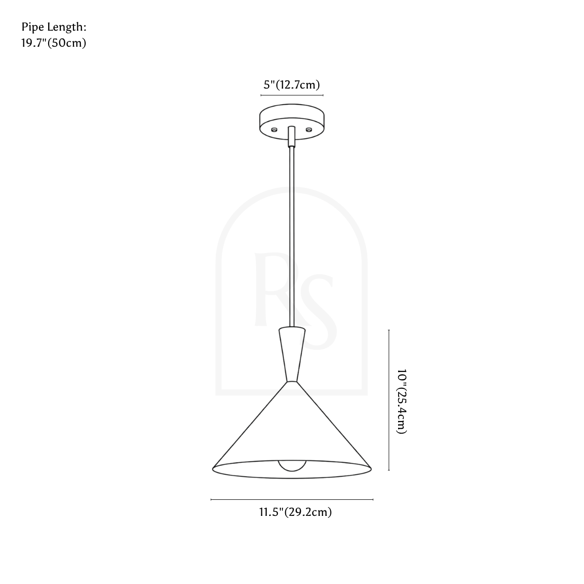 Cairn Pendant Light line drawing 1