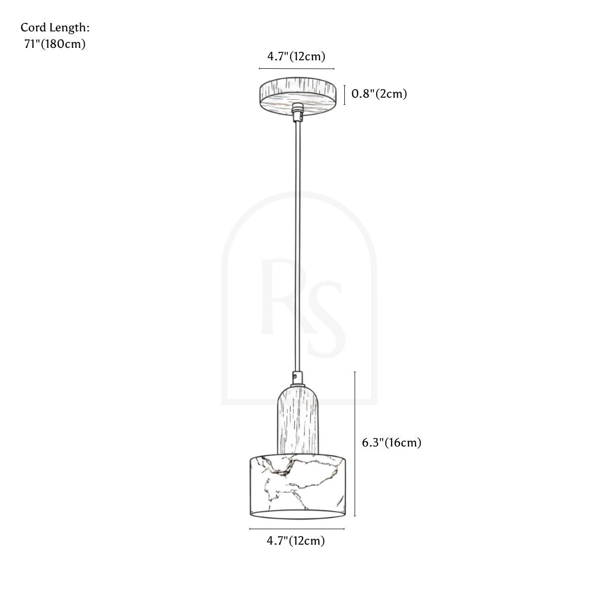 Calma Pendant Light line drawing 1