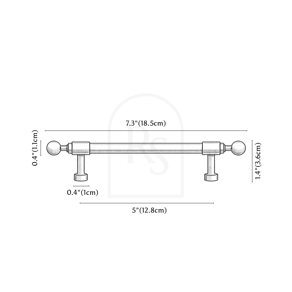 Calvo Knob & Pull Bar line drawing 3