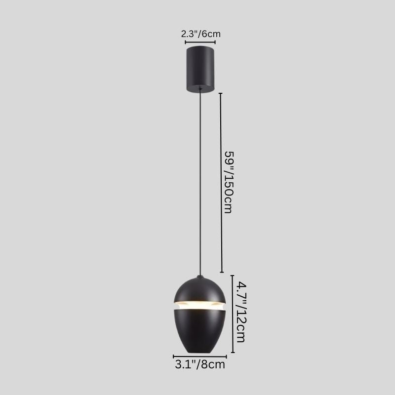 "Pendant light with black finish, made from aluminum and glass, dimensions: 59" height, 4.7" width, perfect for modern decor."