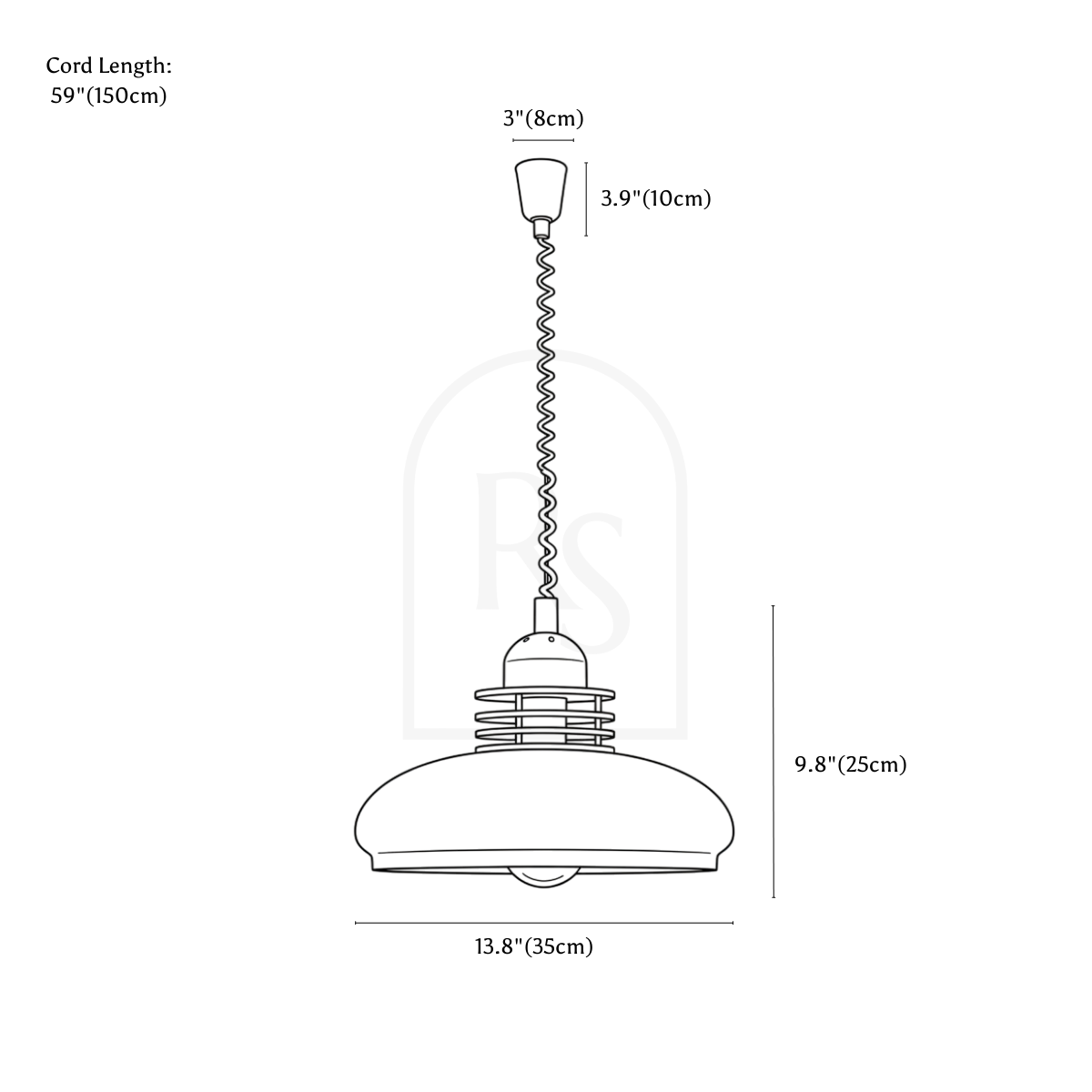 Carol Pendant Light line drawing 1