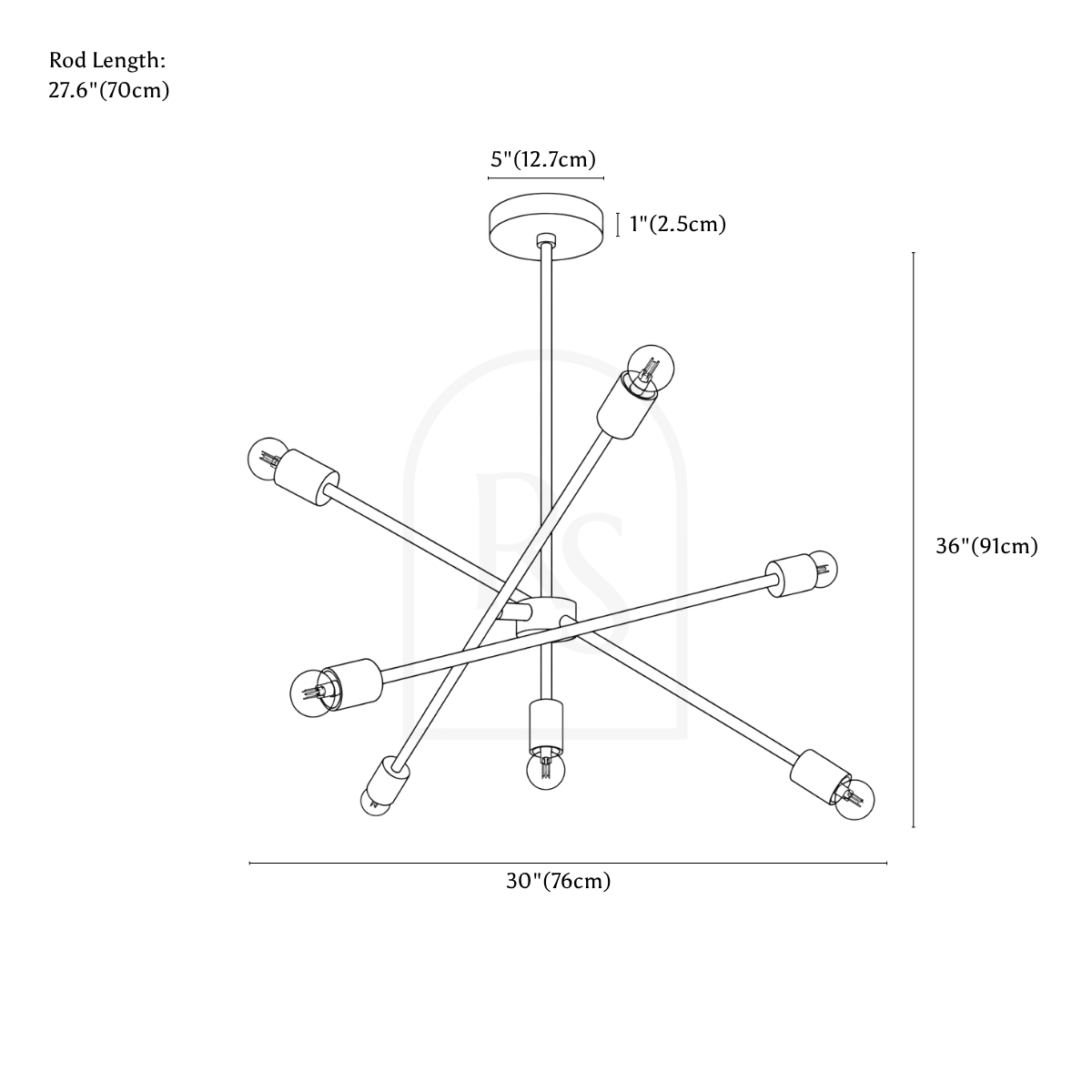 Casvik Chandelier line drawing 1