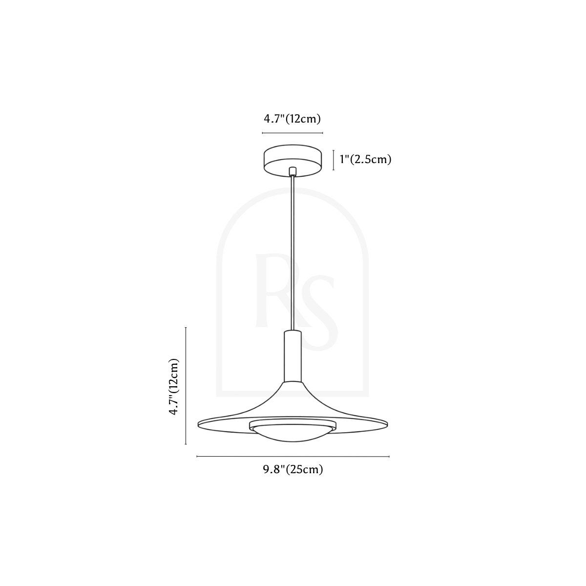 Cedro Pendant Light line drawing 1