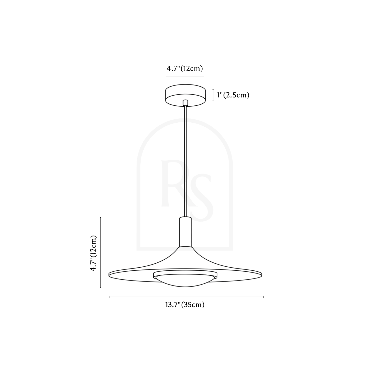 Cedro Pendant Light line drawing 2