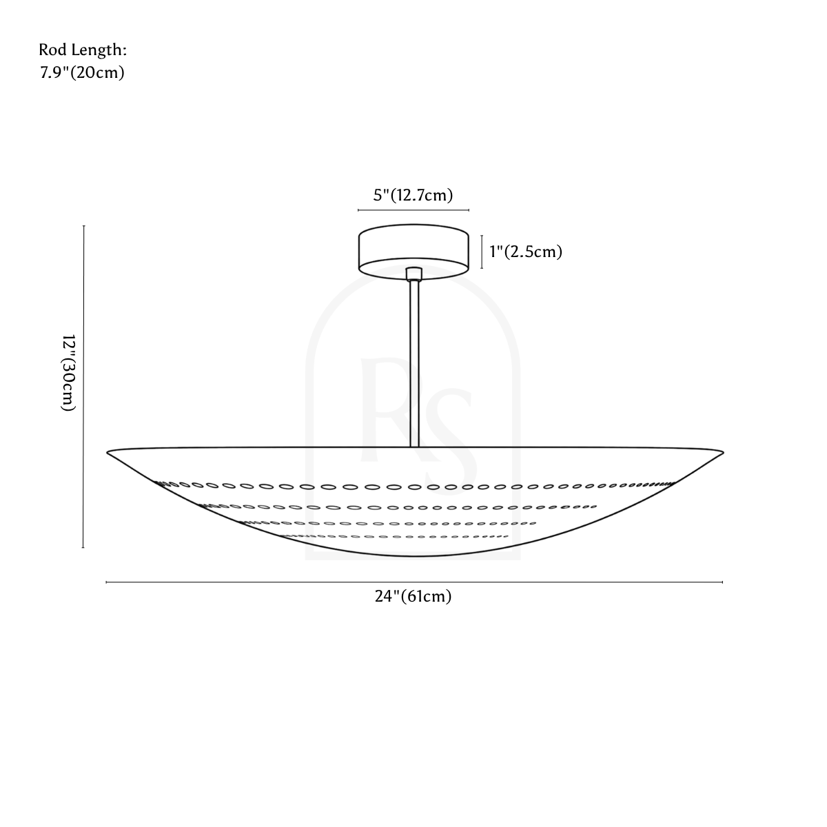 Celune Ceiling Light line drawing 1
