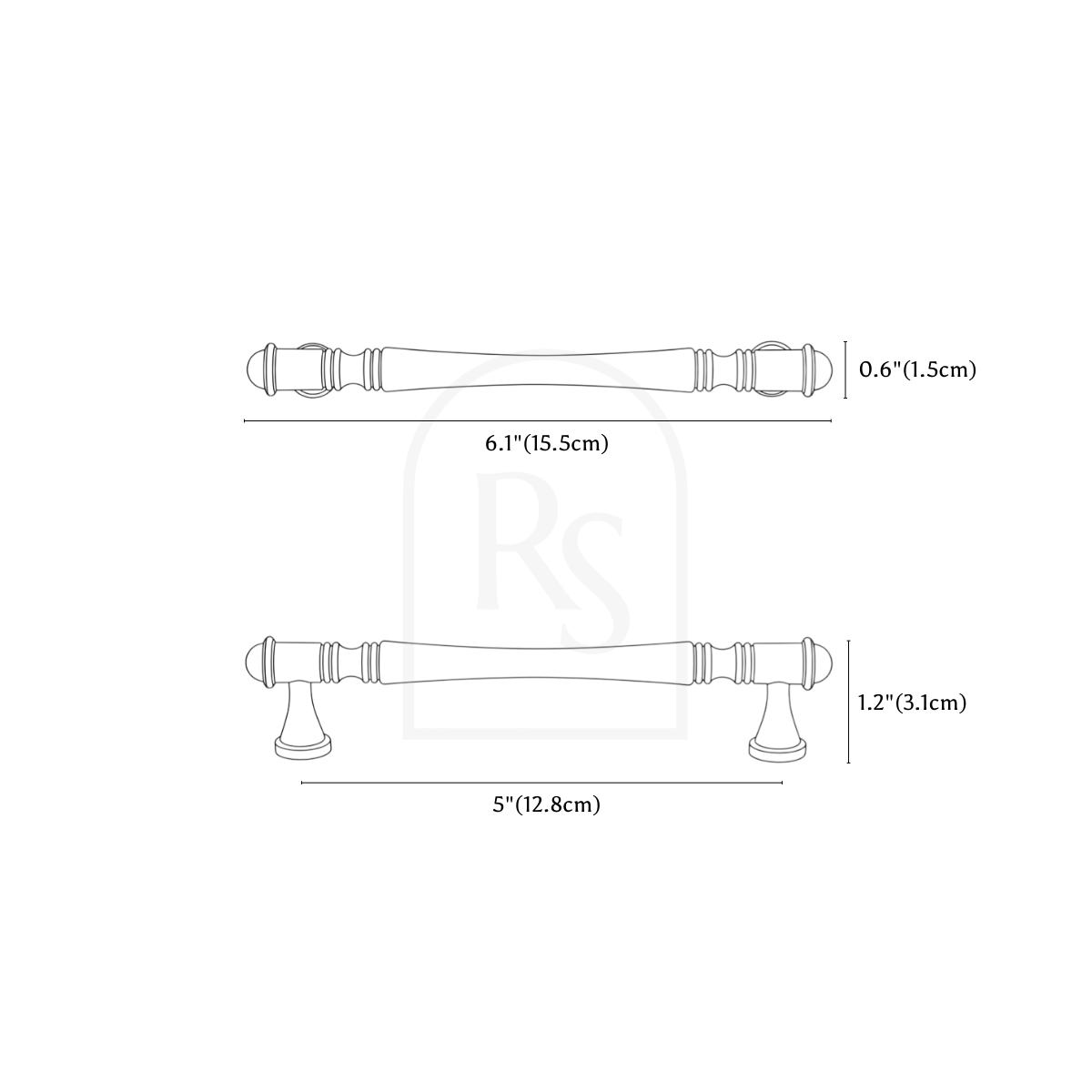 Cerno Knob & Pull Bar line drawing 3