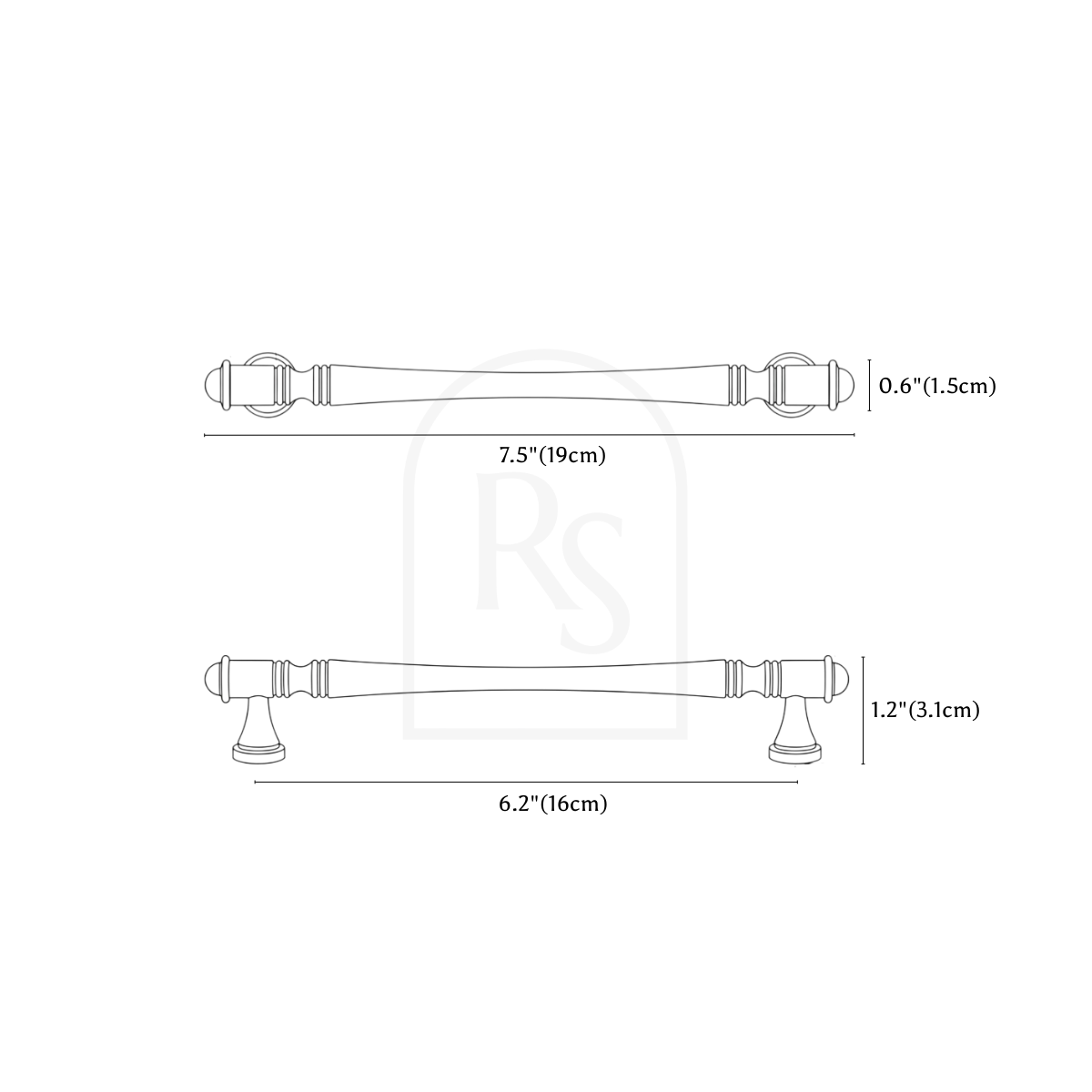 Cerno Knob & Pull Bar line drawing 4
