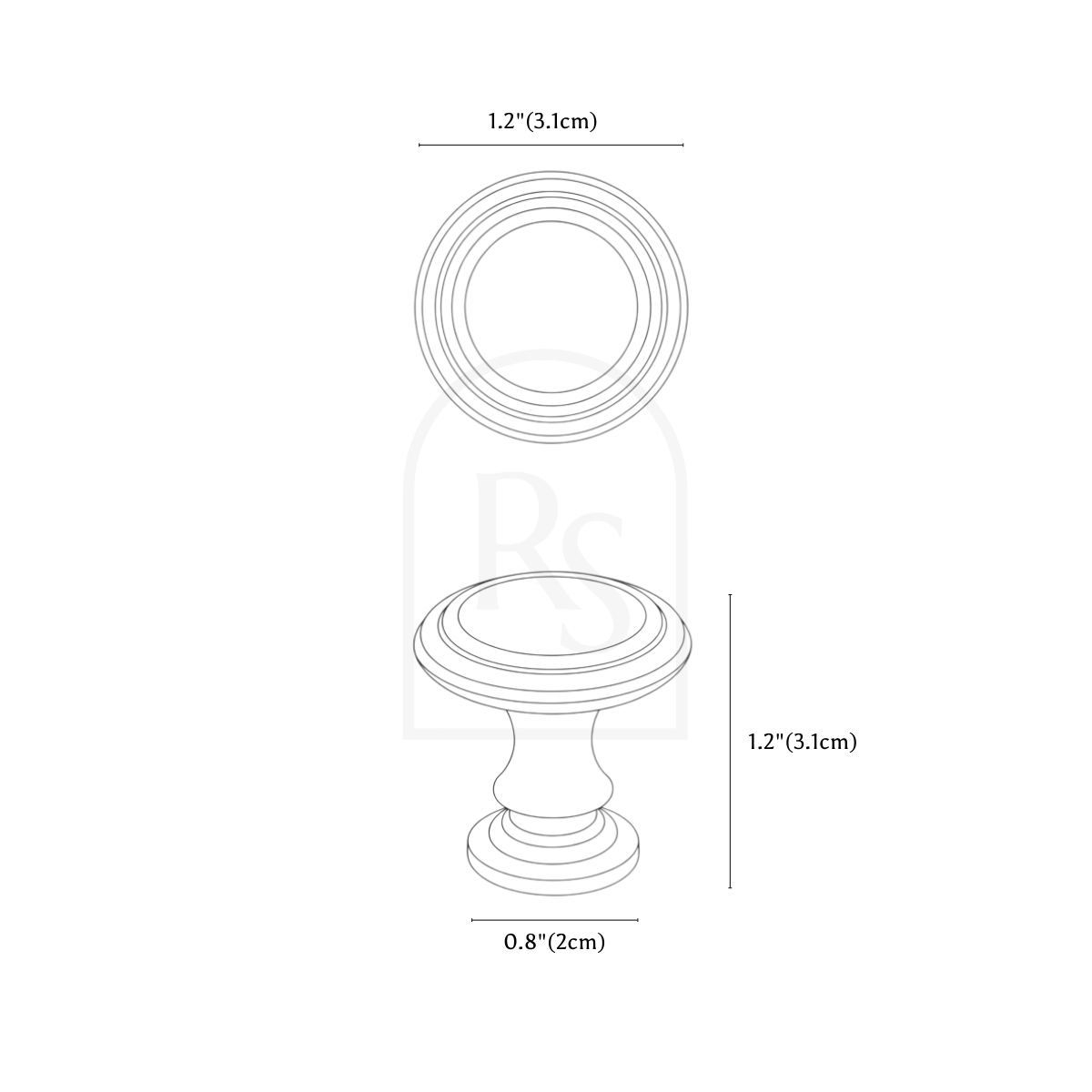 Cerno Knob & Pull Bar line drawing 1