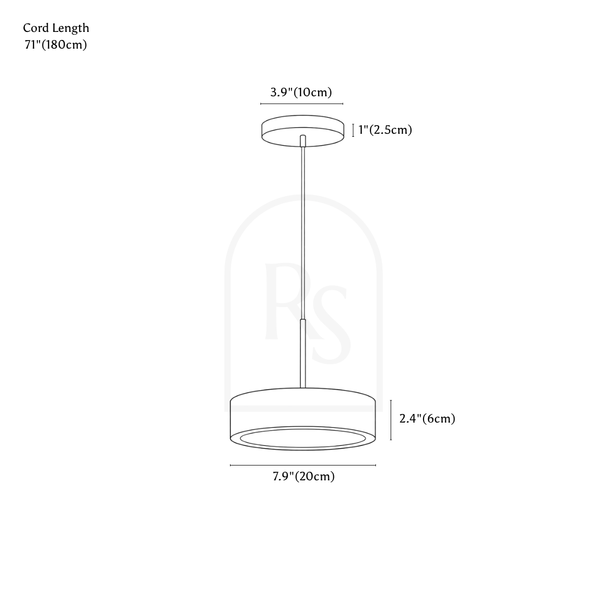 Cevra Pendant Light line drawing 1