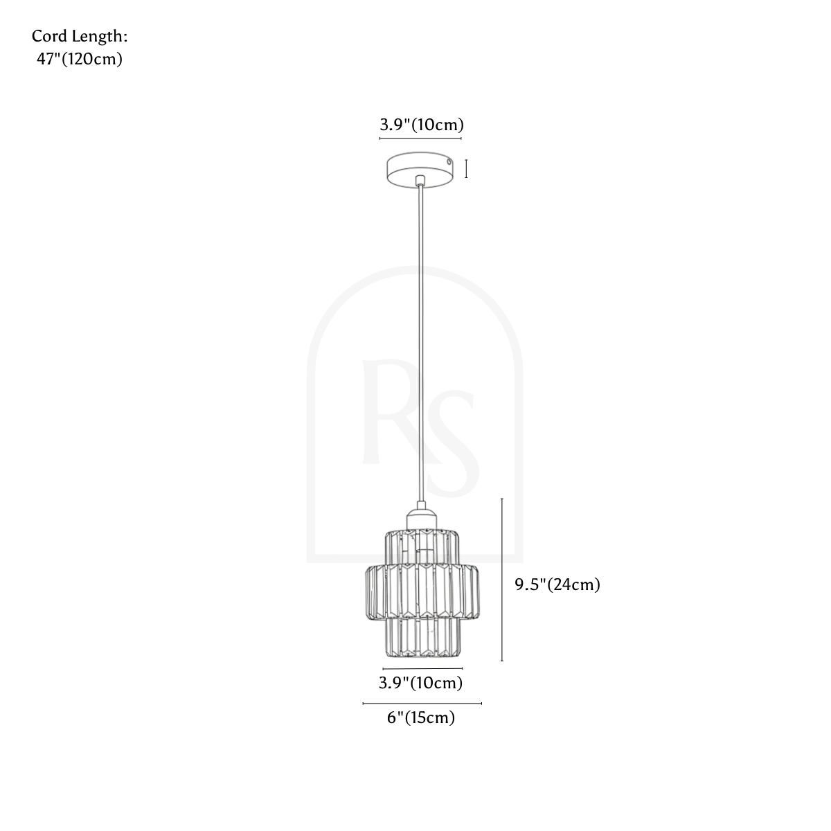 Charagh Pendant Light line drawing 1