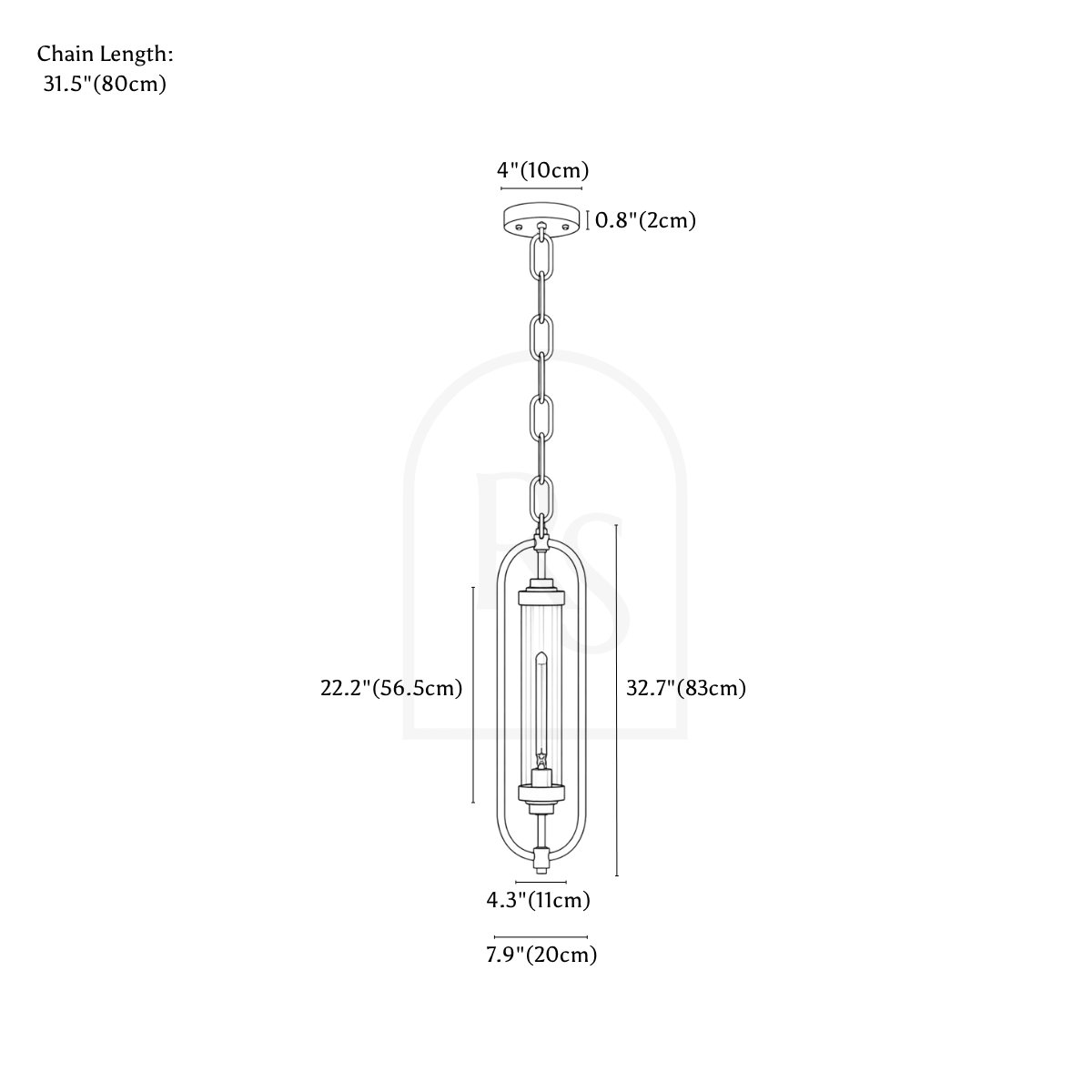 Circa Lucis Pendant Lamp line drawing 1