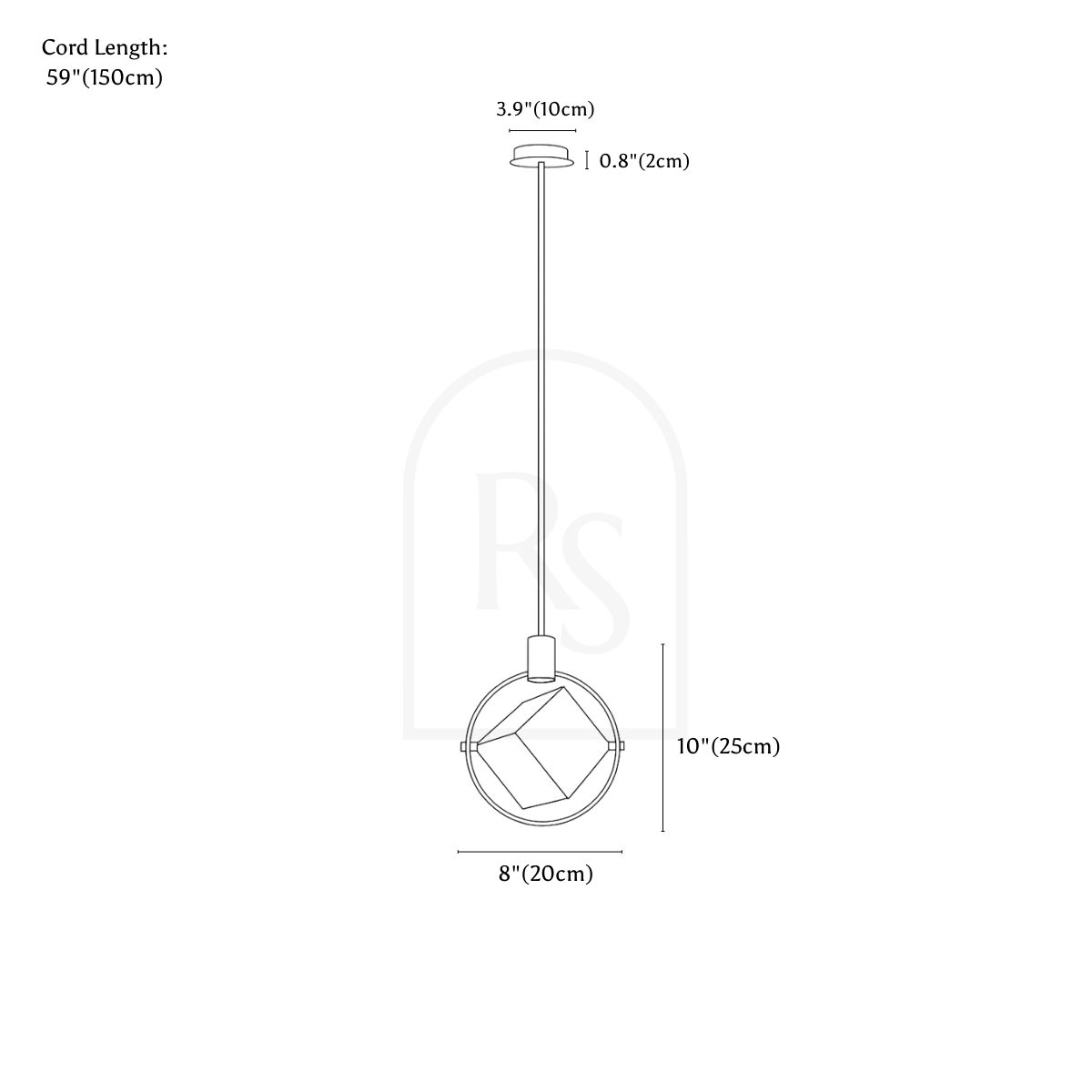Valvo Pendant Light line drawing 2