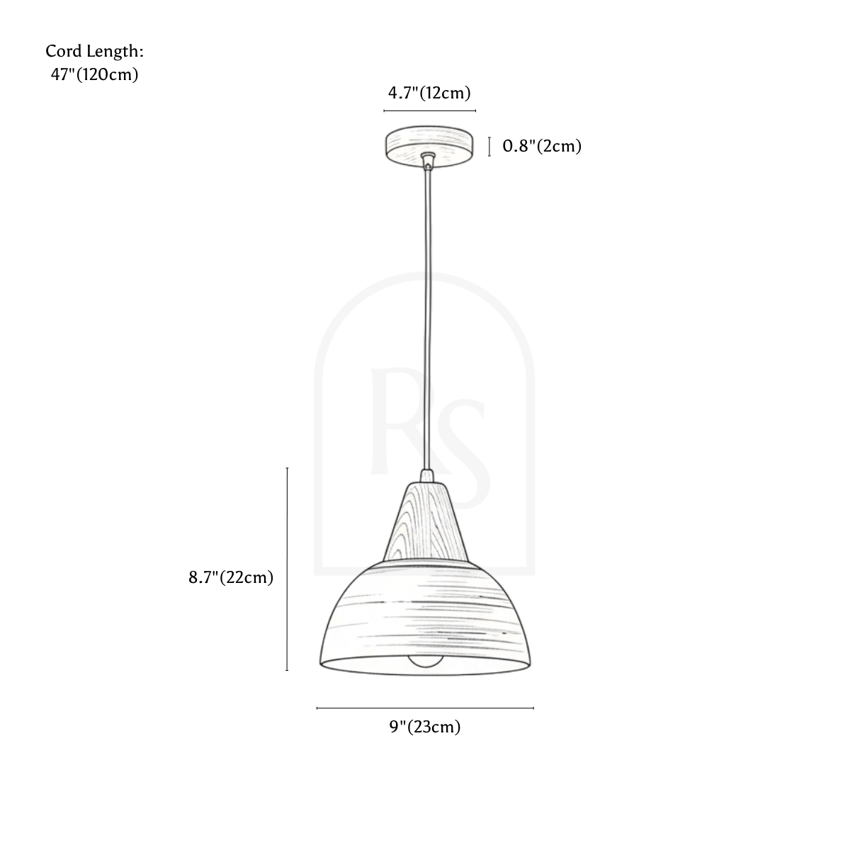 Claya Pendant Light line drawing 1