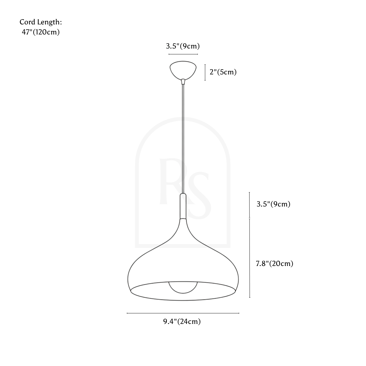 Claye Pendant Light line drawing 1