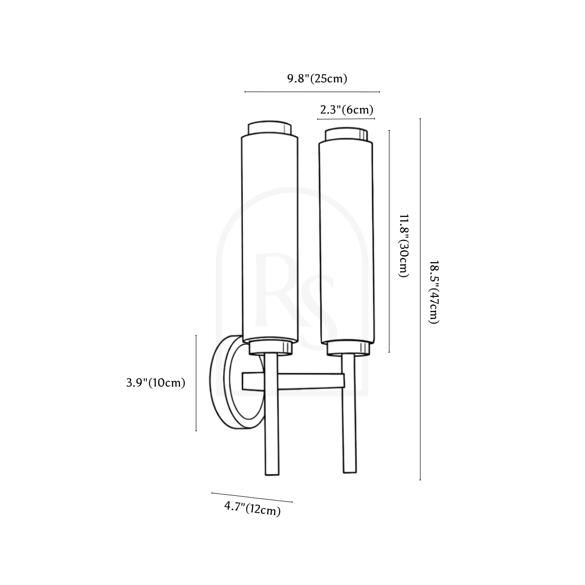 Colen Wall Lamp line drawing 2