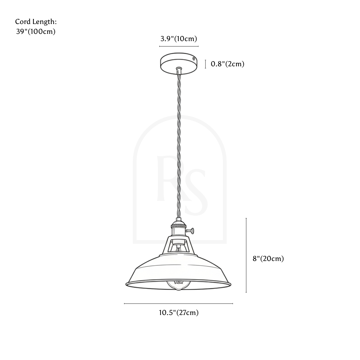 Color Block Shade Pendant Light line drawing 1