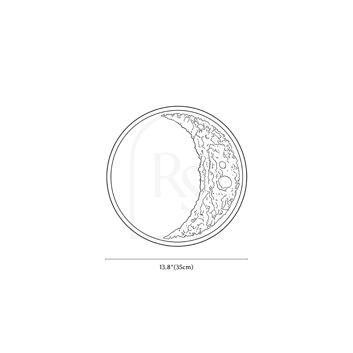 Crescent Moon Illuminated Art line drawing 1