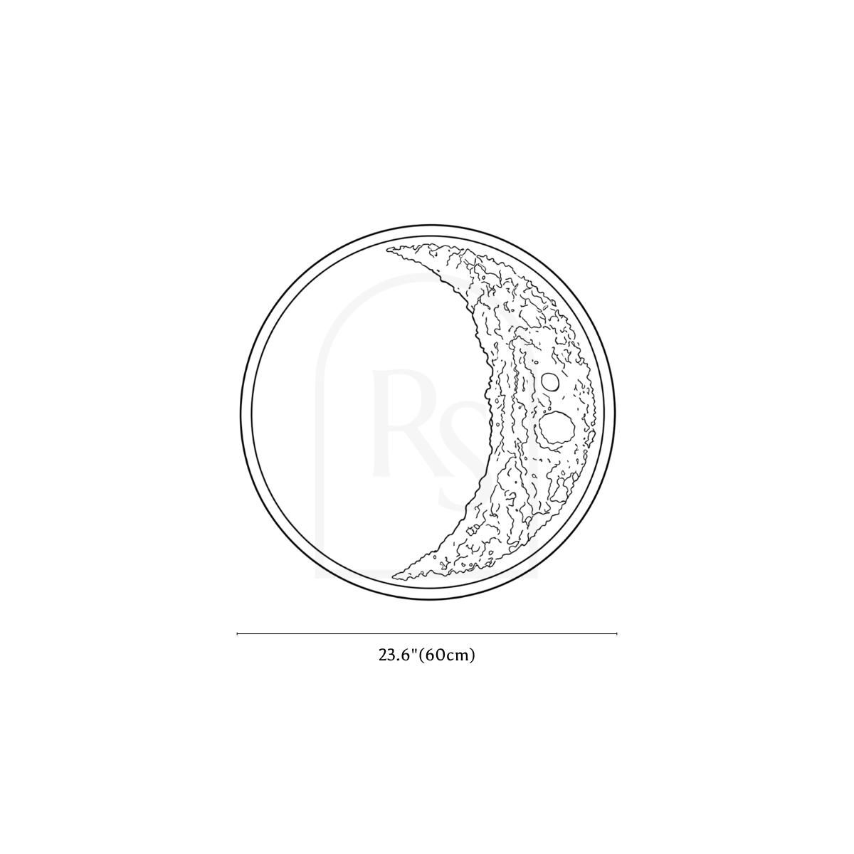 Crescent Moon Illuminated Art line drawing 2
