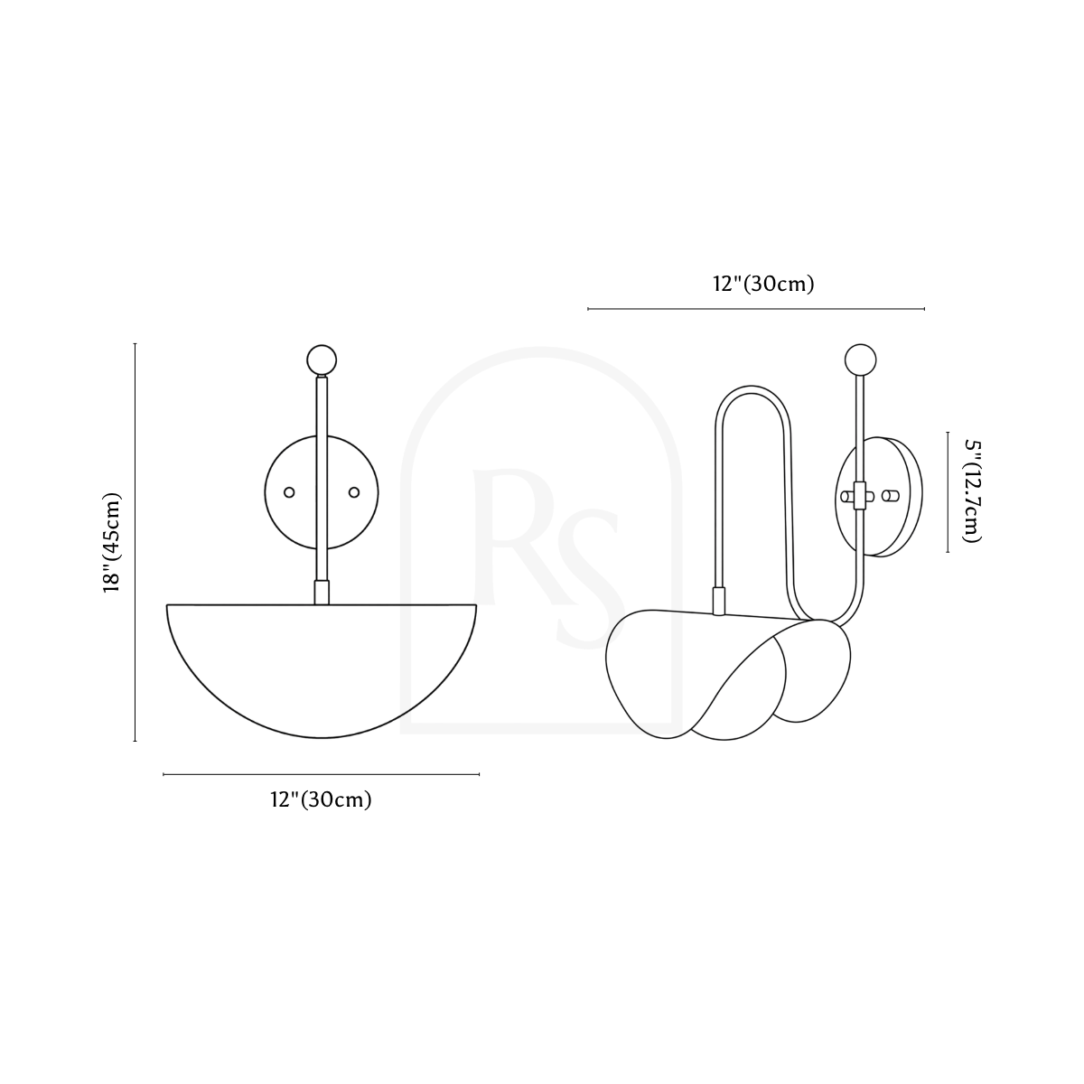 Cressa Wall Lamp line drawing 1