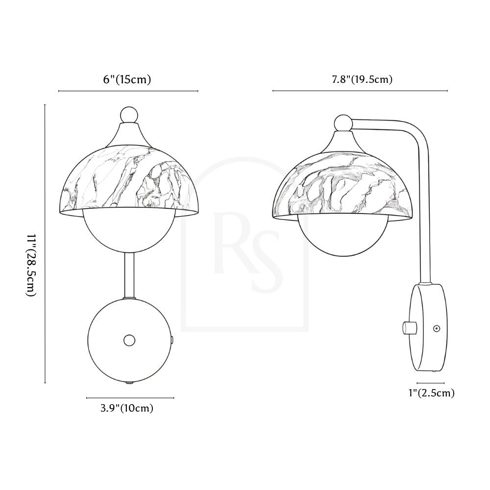 Crickle Wall Lamp line drawing 1