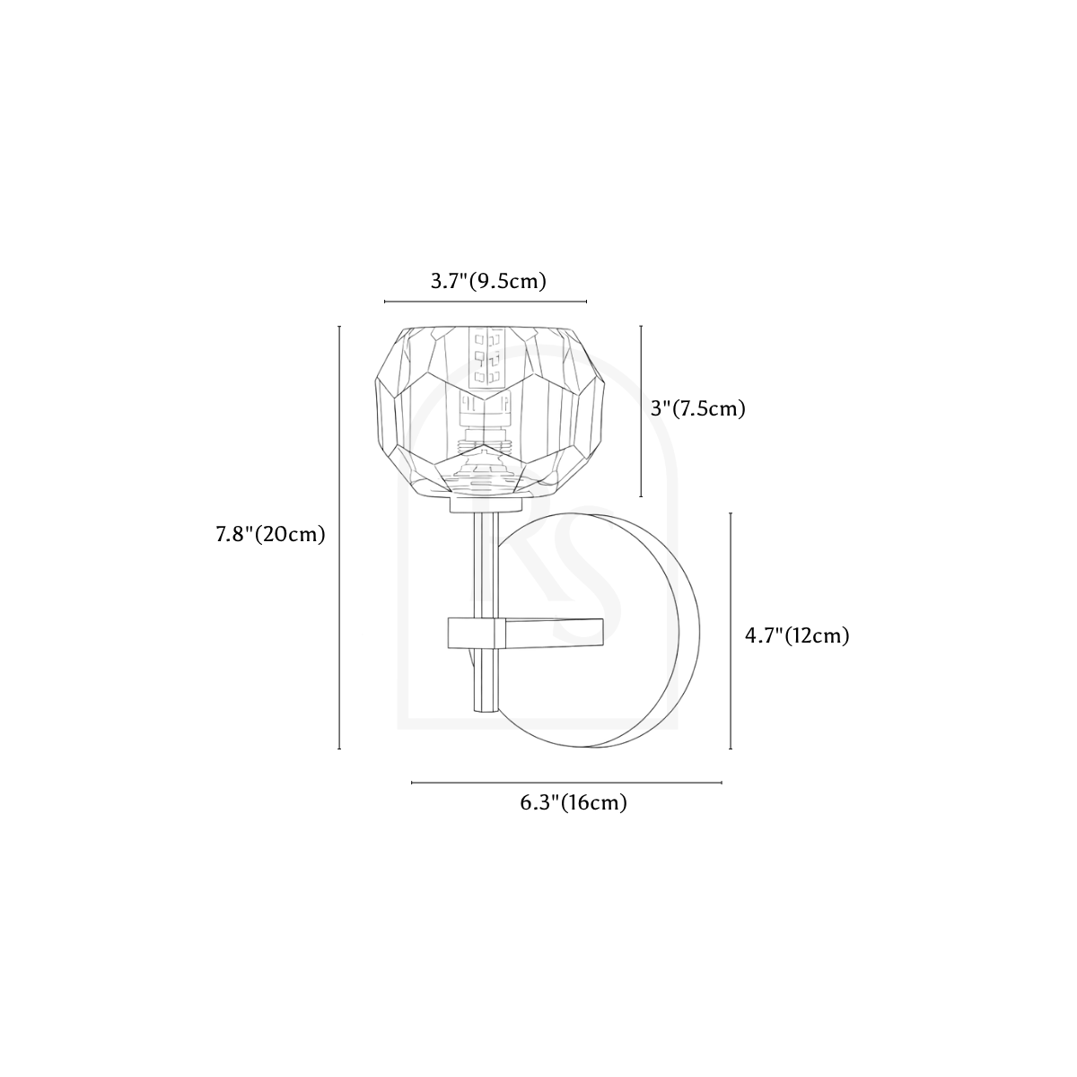 Cristo Wall Lamp line drawing 2