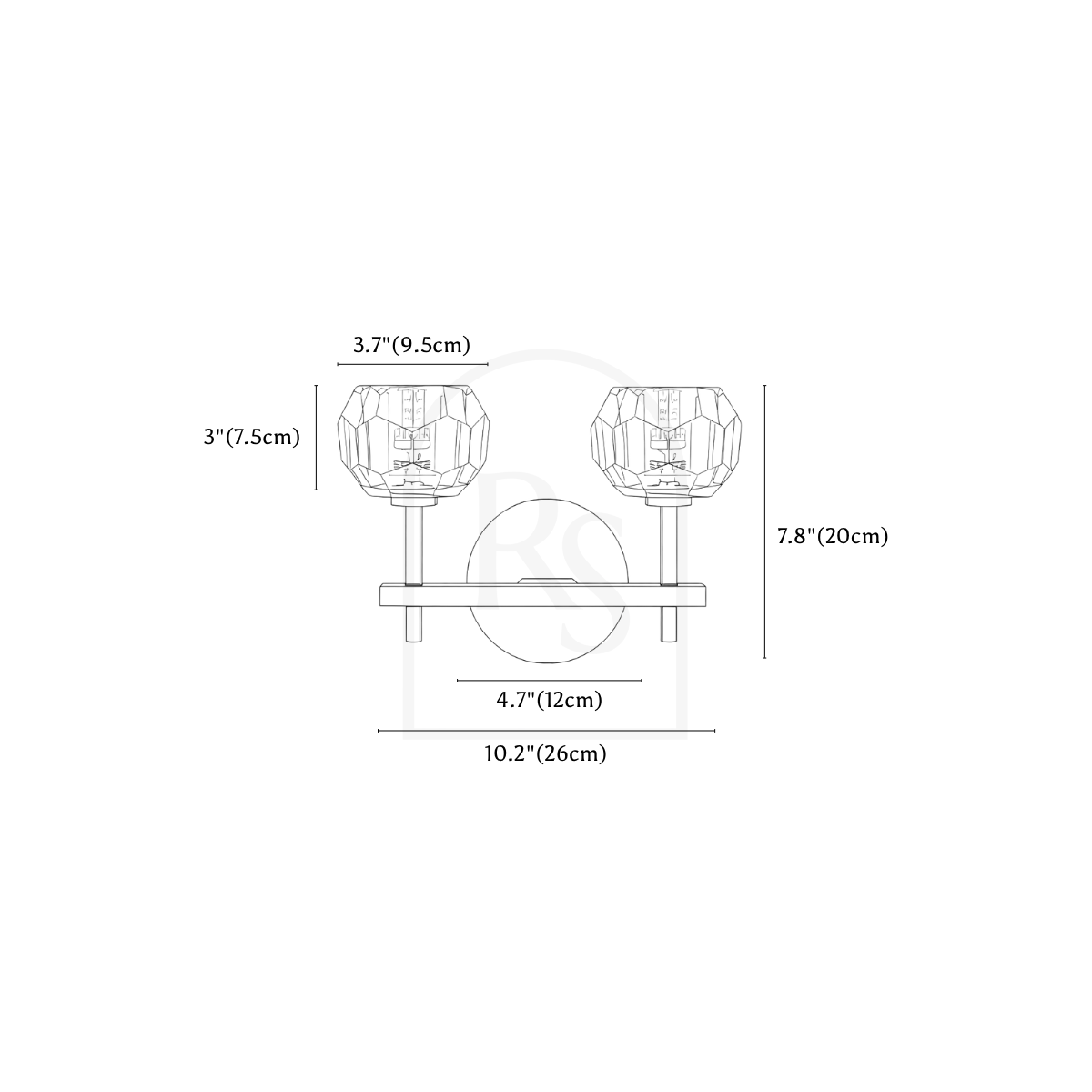 Cristo Wall Lamp line drawing 3