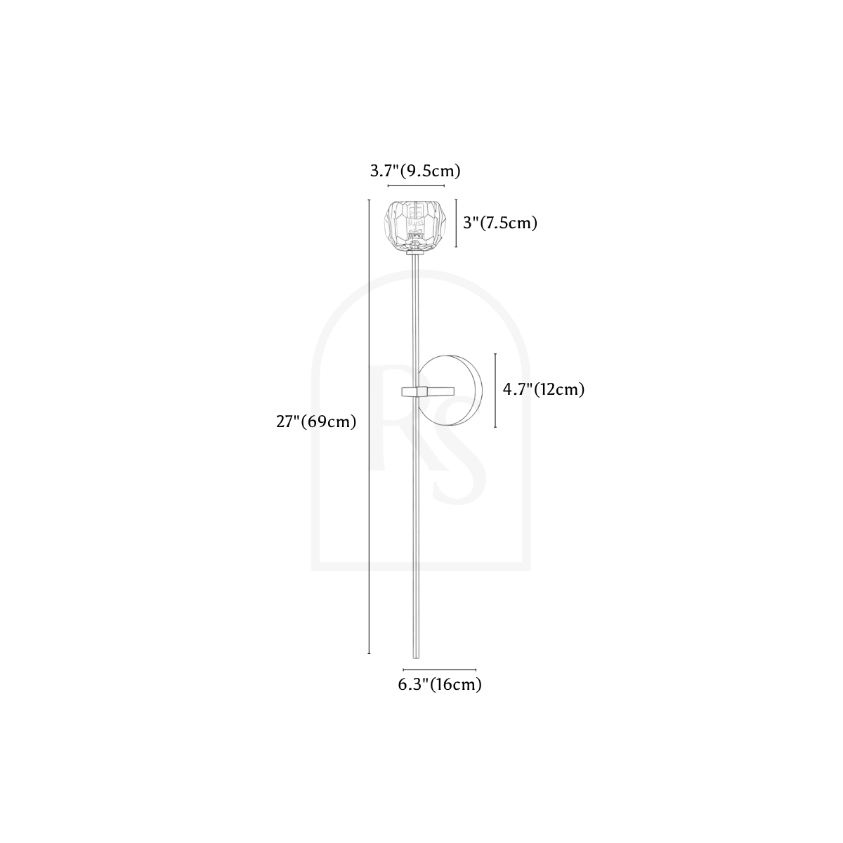 Cristo Wall Lamp line drawing 1